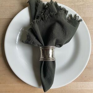 NWT’s Pier 1 Silver Hammered Napkin Ring with Beaded Edge Set of 6